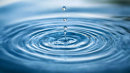 Close up of water with waves and ripples and copy space on blue background, Water, shape, liquid and colour concept