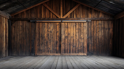 Naklejka premium Empty wooden barn with wooden wall