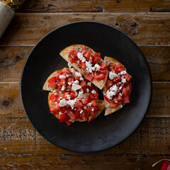 Bruschetta fresh with fetta and balsamic glaze
