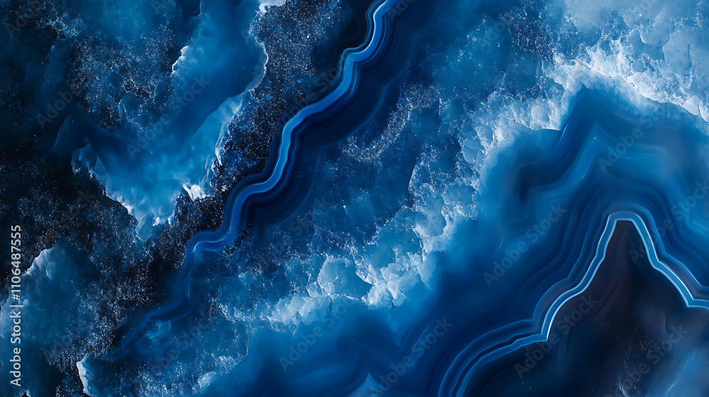 Poster natural stone banding pattern in agate, close up in full frame, abstract background of geometric sha