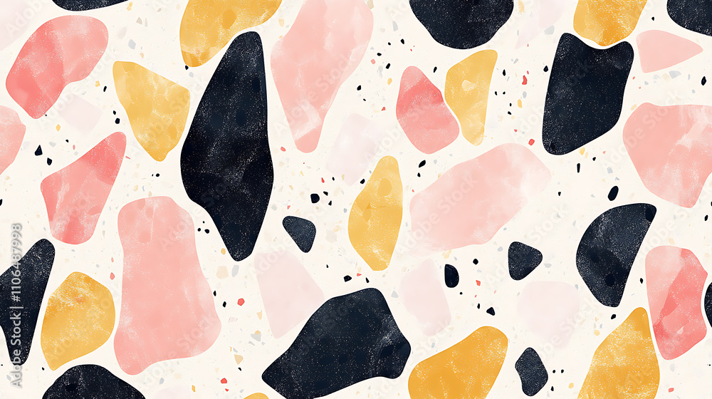 Aufkleber terrazzo marble texture, mosaic stone texture and porcelain tile design with seamless pattern