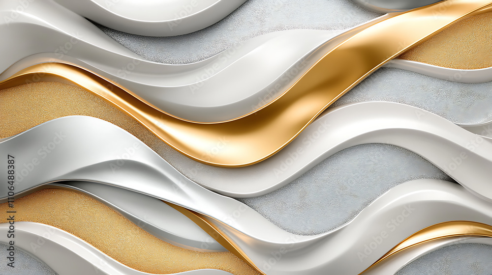 Poster wavy golden and silver abstract pattern background