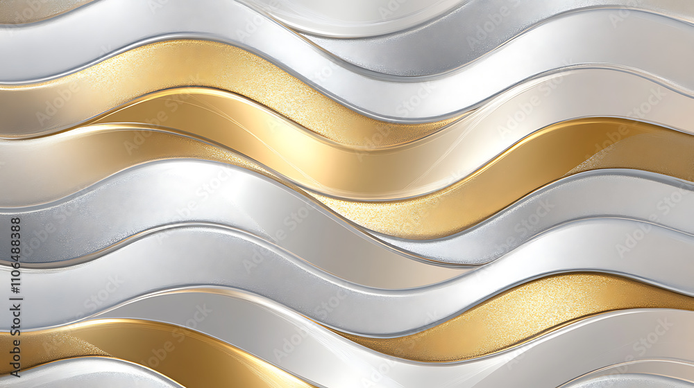 Poster wavy golden and silver abstract pattern background