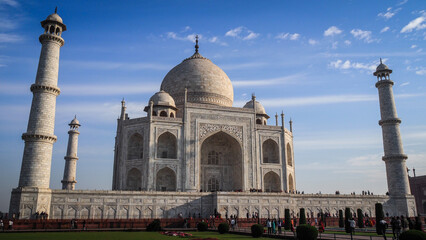 The architecture of the Taj Mahal in Agra, India