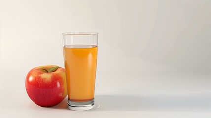 Fototapeta premium Detailed and photorealistic capture of a glass of fresh apple juice with a red apple on a white background 