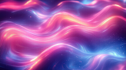 Fototapeta premium Abstract scene with glowing waves in pink, purple, and blue