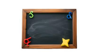 Blank Chalkboard with Colorful Letters