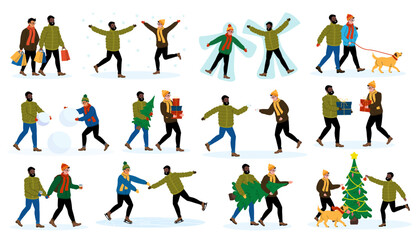 Celebrating winter joy through various holiday activities in a snowy landscape