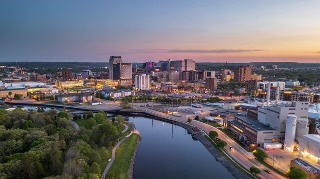 Rochester, Minnesota, USA Cityscape on the Zumbro River