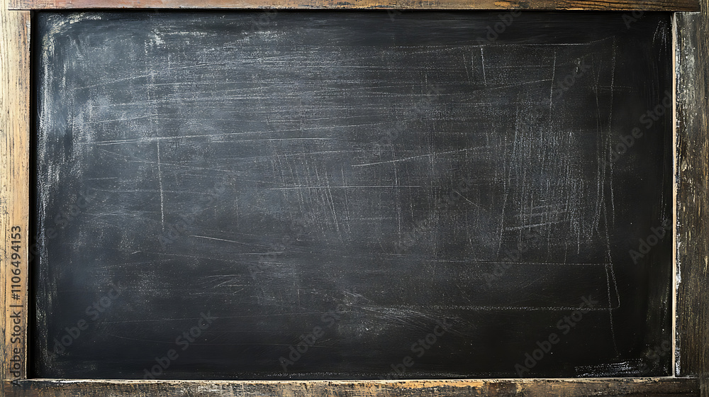 Poster chalk rubbed out on blackboard with a blank copy space