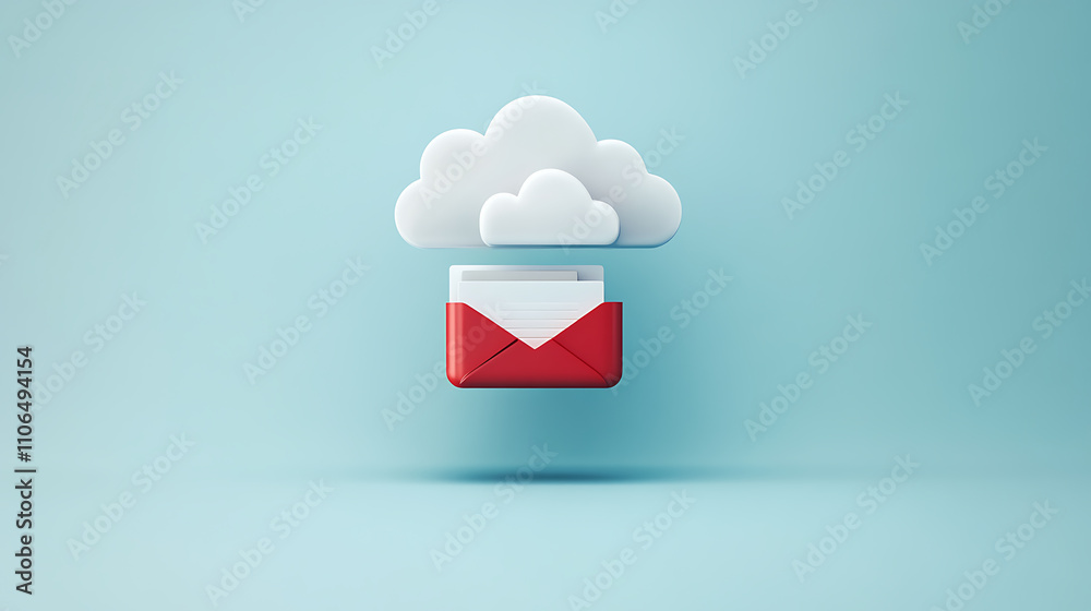 Poster Cloud computing concept, showcasing file upload and storage symbols, representing business automation, digital transformation, and modern data management solutions