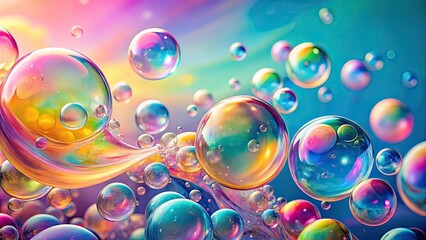 Vibrant and playful abstract bubbles on pastel background in creative workshop setting, colorful, abstract, bubbles