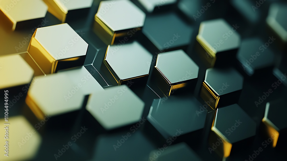 Aufkleber Geometric hexagons form the backdrop for an abstract representation of medicine and science concepts