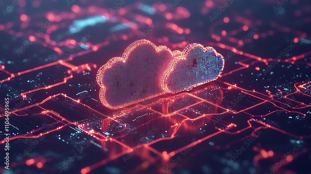 Poster Next-gen cloud computing concept with ai managing data flow between devices and the cloud Illustrating seamless connectivity and smart technology integration