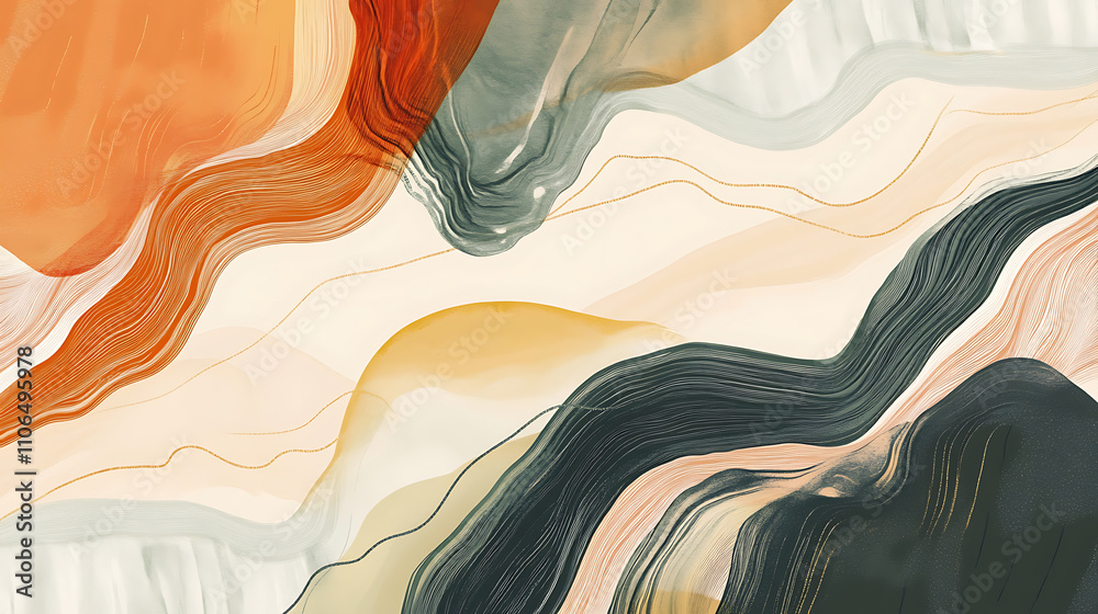 Aufkleber Organic abstract pattern with fluid shapes and natural textures Creating a calming and serene wallpaper or background design