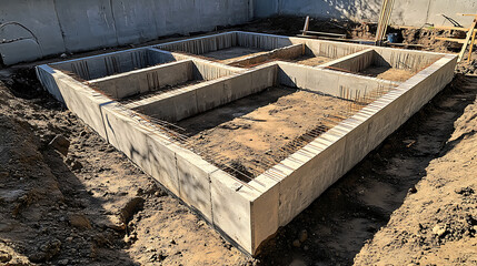 Foundation of a residential building under construction