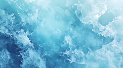 Obraz premium Natural ice background, Beautiful Nature Delicate icy texture close-up, Winter Light blue Panoramic header with frost patter