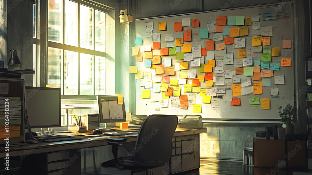 Aufkleber post it notes in an office