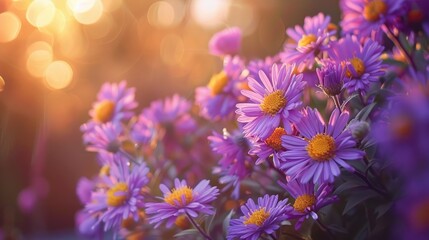 Fresh purple asters in fall.