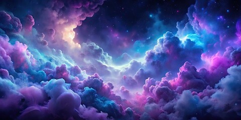 Fototapeta premium Abstract cosmic clouds in shades of purple and blue against a dark background, cosmic, clouds, abstract, purple, blue