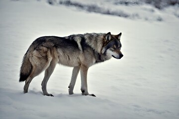 Naklejka premium Majestic Wolf in a Snowy Forest