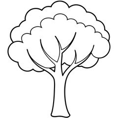 Simple line art of a tree with a fluffy canopy, symbolizing nature and growth.