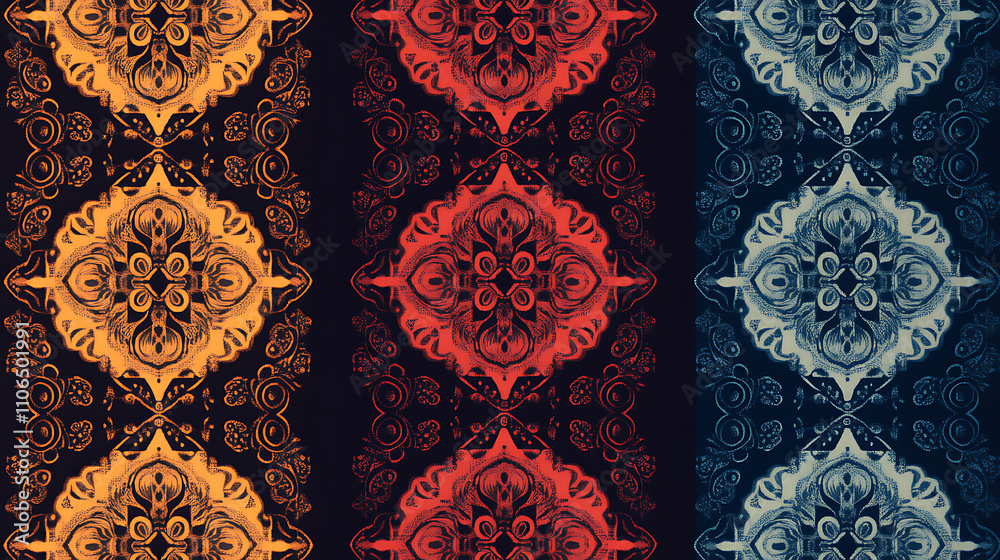 Poster A seamless bandana pattern available in four different color versions
