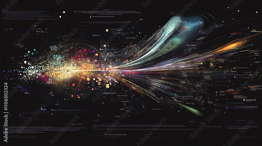 Aufkleber An abstract futuristic infographic showcasing the complexity of visual data, representing the concept of big data and node-based programming