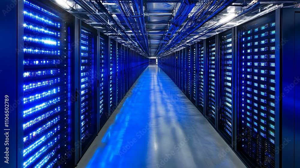 Aufkleber Data center operations involve big data analysis and cloud computing, managing digital information storage, protection, and processing on the internet, computation and social media data management