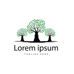 Obraz premium green nature education kids playground tree logo illustration and play tree design