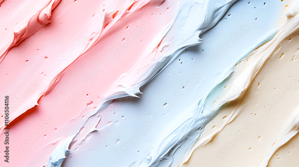 Poster cosmetic smears and cream texture pattern on a pastel backdrop