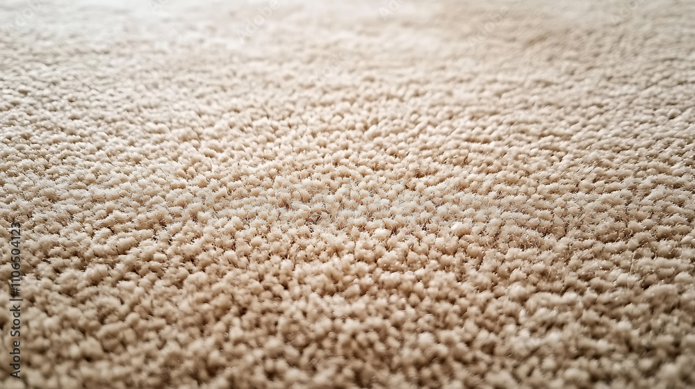 Poster close up of monochrome beige or brown carpet texture background from above, texture tight weave carp