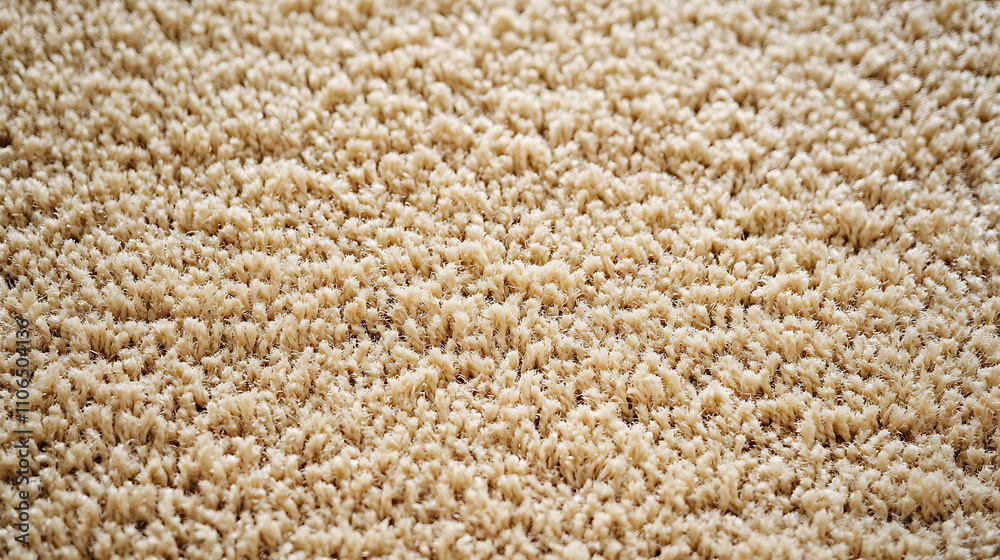 Poster close up of monochrome beige or brown carpet texture background from above, texture tight weave carp