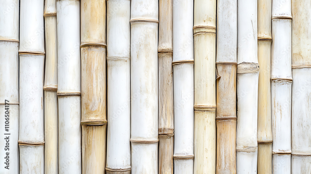 Aufkleber light background of wood texture simple pattern, close-up tropical bamboo wall texture background, f