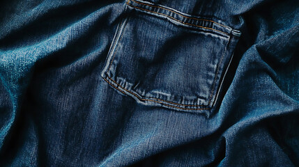 Naklejka premium Jeans background, view from top texture denim empty, banner, dark blue fabric material with copy space