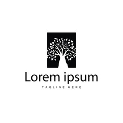 green nature education kids playground tree logo illustration and play tree design