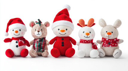  cute nice modern Trendy Christmas toys Isolated on a White background