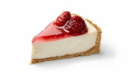 Detailed and realistic capture of a slice of strawberry cheesecake
