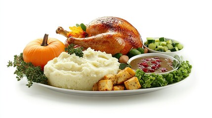 Thanksgiving Feast with Turkey and Sides