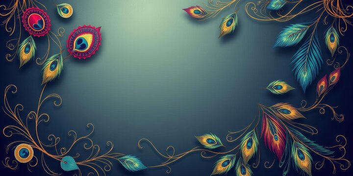 Peacock feather patterned invitation card templates, intricate, wedding