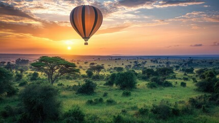 Obraz premium Colorful Hot Air Balloon Against Sunset Sky