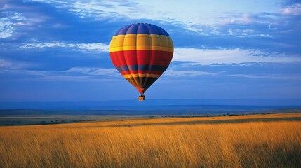 Obraz premium Colorful Air Balloon Soaring Above the Masai Landscape