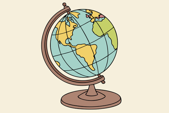 Beautiful miniature terrestrial globe school object