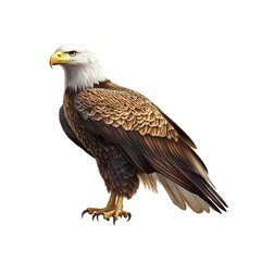 Naklejka premium Majestic Bald Eagle Isolated on White Background - Detailed Illustration