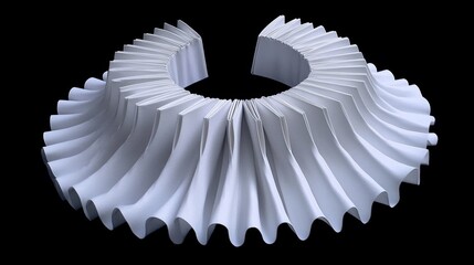 white ruffled Victorian collar pleated historic fashion isolated on black background vintage costume