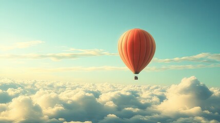 Obraz premium Balloon Soaring High in the Sky Above Clouds