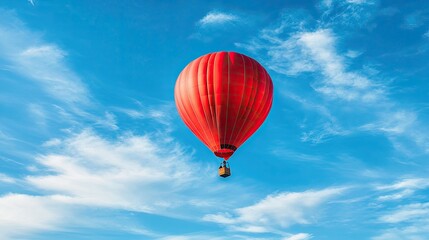 Naklejka premium Red Balloon Soaring Through a Blue Sky