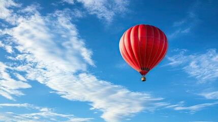 Naklejka premium Red Balloon Soaring Through the Blue Sky