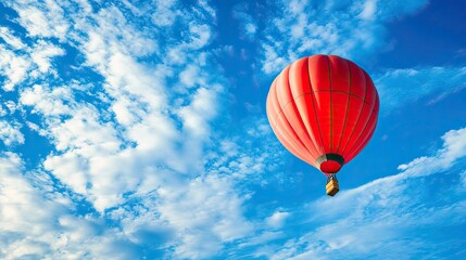 Obraz premium Vibrant Red Balloon Soaring Against Blue Sky