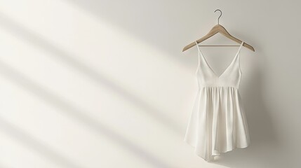 Lightweight Summer Dress on Hanger with Sunlight Shadows